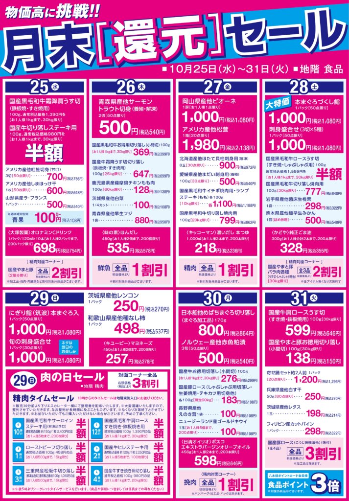 月末［還元］セール