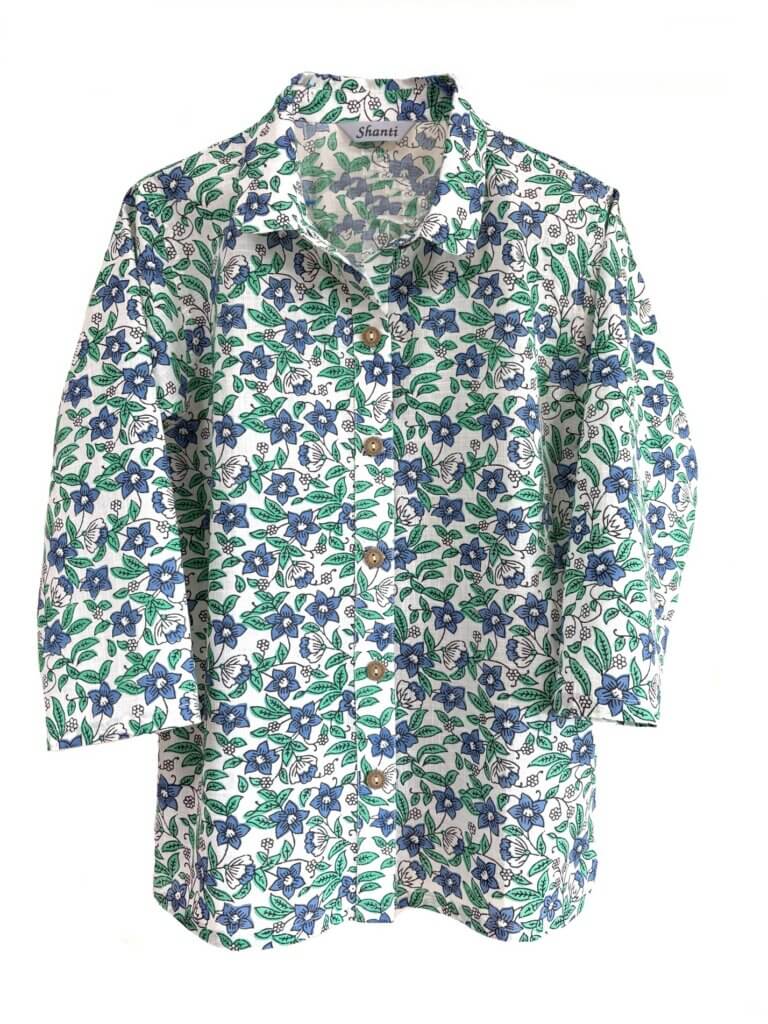 綿木版染めブラウス